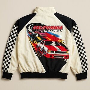 Vtg 90s California Speedway Racing Jacket XXL Vantage Club Checkered Windbreaker